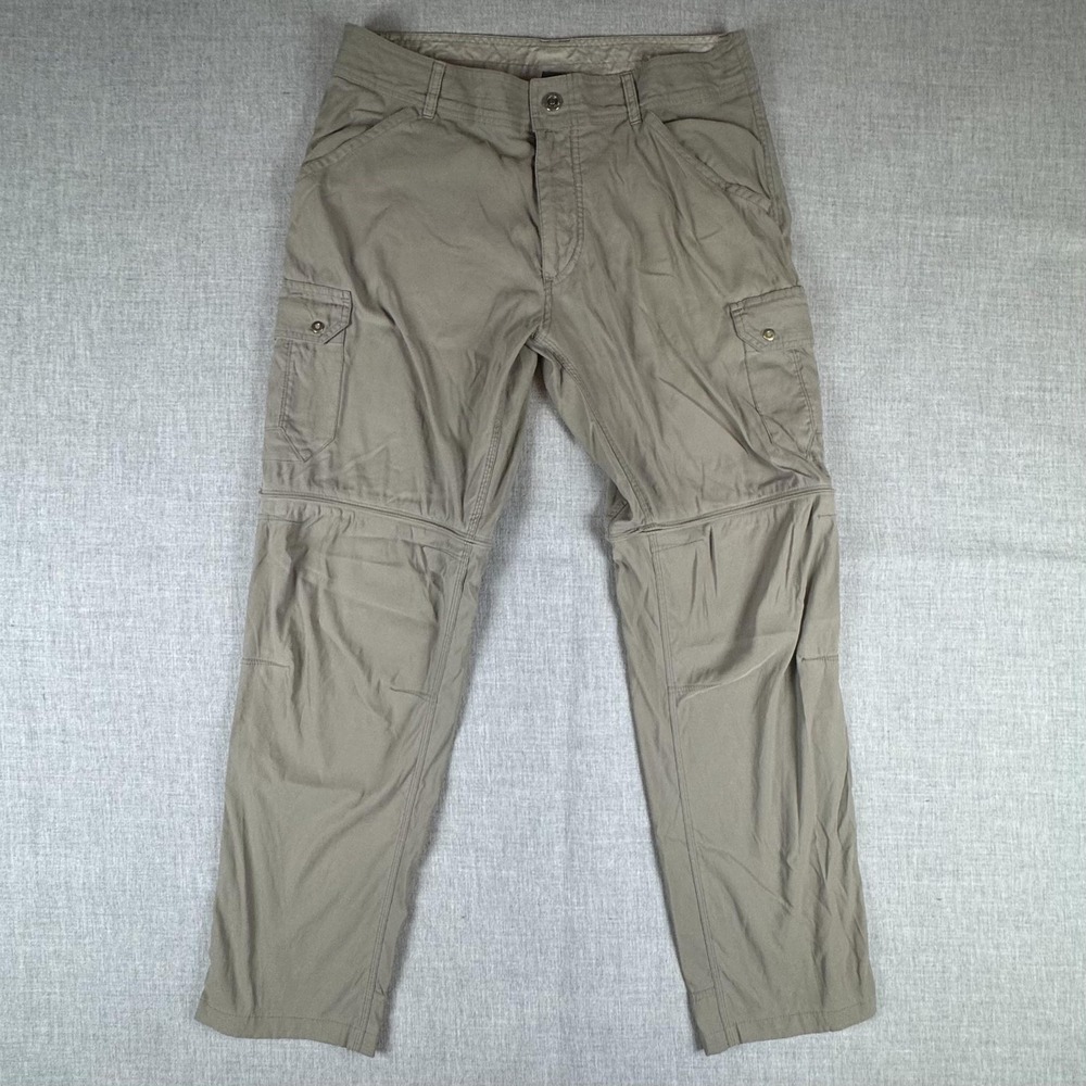 Kuhl Renegade Convertible Pants Mens 36x32 Beige Zip Off Hiking Cargo Outdoor
